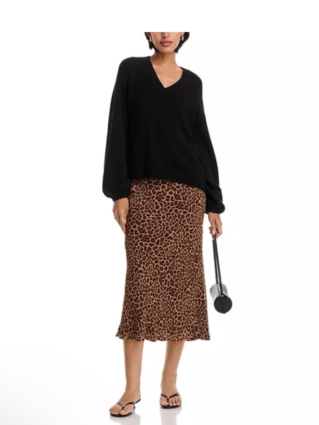 Nwt Paige Silk Leopard Print Midi Skirt Animal Print